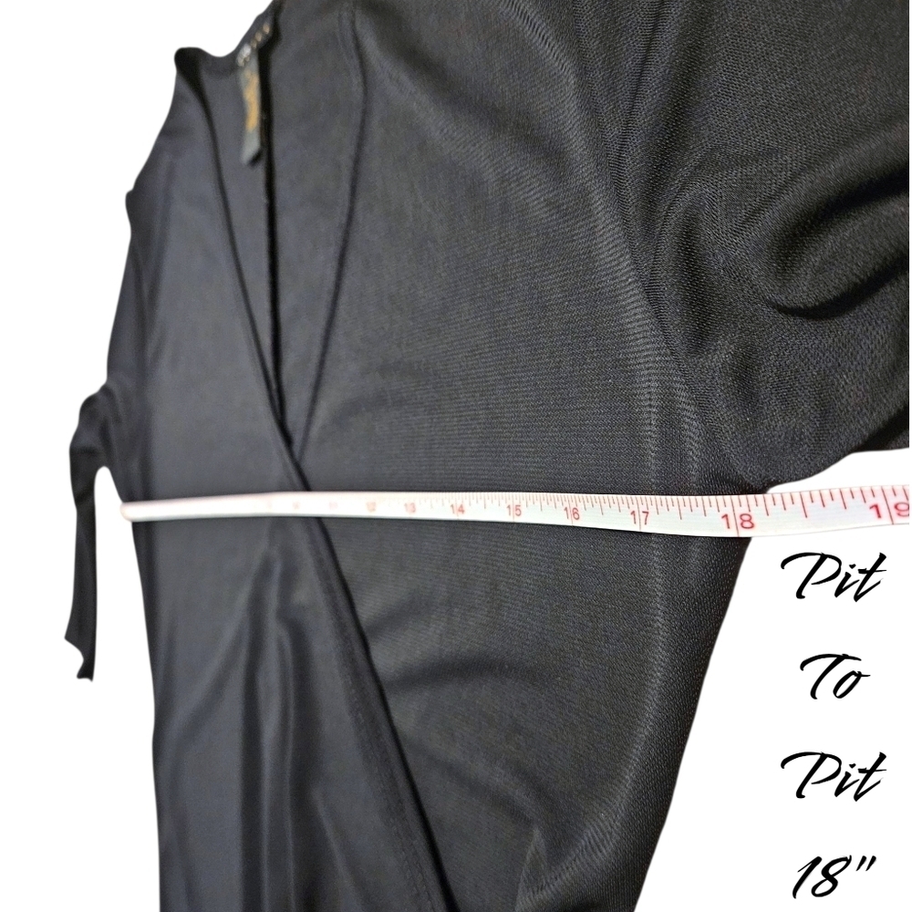 VTG Black Wrap Dress Grace Dresses Sz S Korea Made Buckle Detail V-Neck Career - Picture 7 of 10